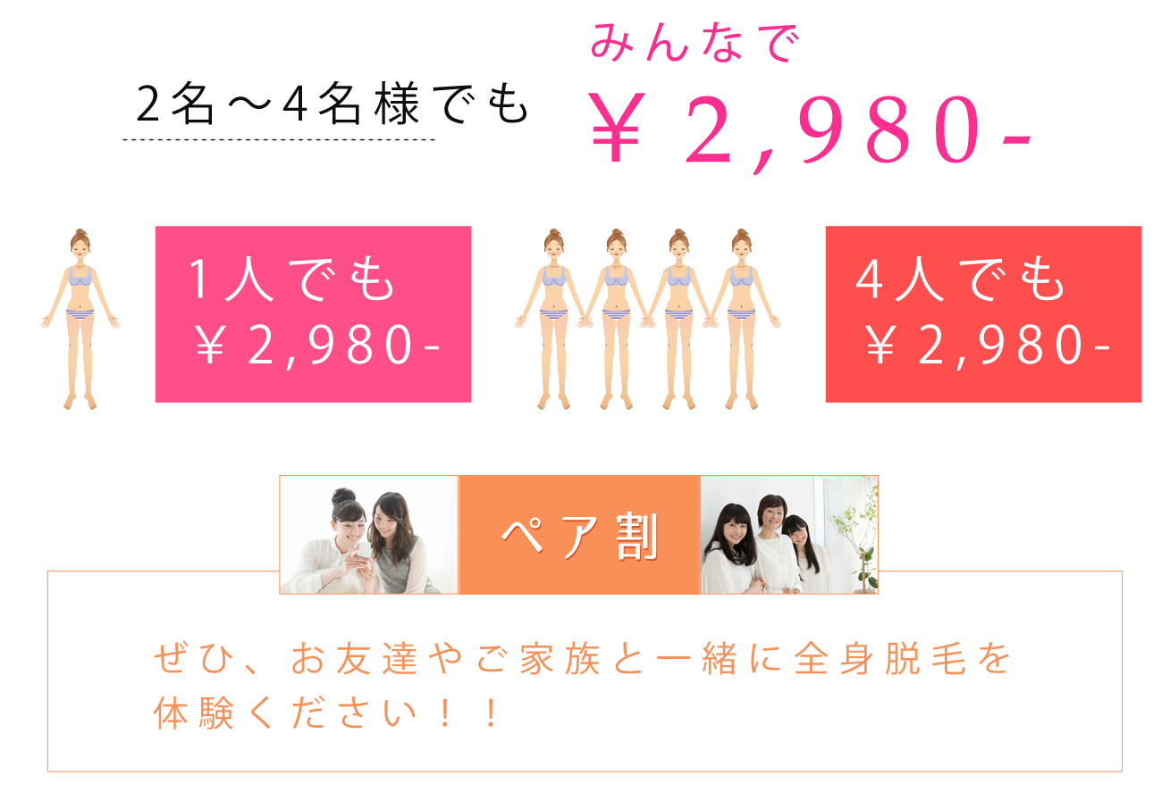 1人でも2,980円!4人でも2,980円!